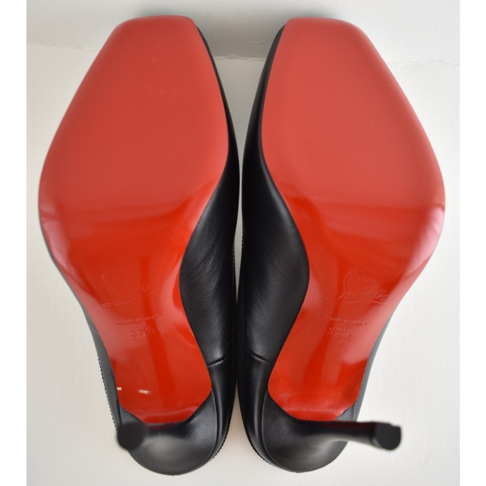 Christian Louboutin Cassia Mule 100 Black Leather Ballet Slip On Heel Pump 37.5 - Picture 15 of 15